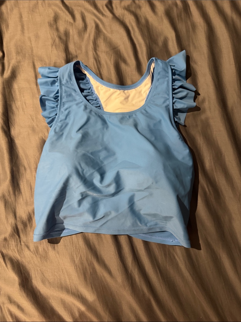 Breastfeeding Accessible Women’s Light Blue Ruffle Sleeve Swim Tankini